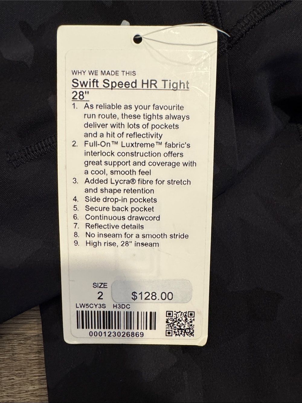Lululemon Black Tonal Camo Leggings Swift Speed HR Tight 28’’ - Picture 5 of 5